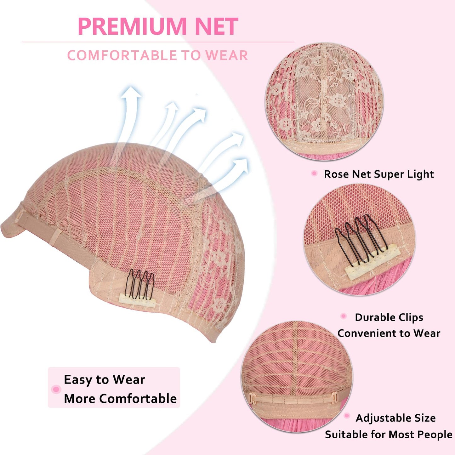 BEAUTIFA Pink Wig for Women Wavy Curly Light Pink Bob Wigs Middle Part 14 Inch Shoulder Length Heat Resistant Synthetic Colorful Wig