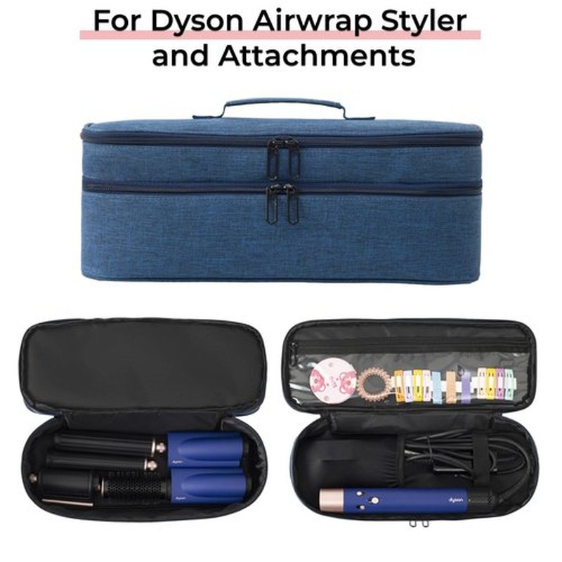 GREENESTA Hair Tools Travel Bag Compatible With Shark Flex Style Attachment, Shark Airwrap Flexstyle, Dyson Airwrap | Travel Case For Sharkflex Styler | Beauty Hair Dryer Attachments Storage (Blue)
