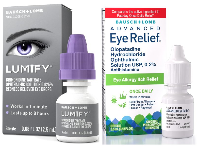 Bausch + Lomb Lumify Eye Drops 0.08 fl oz + Advanced Eye Relief Allergy Drops 0.12 fl oz – Dual Relief System for Red, Itchy, Irritated Eyes