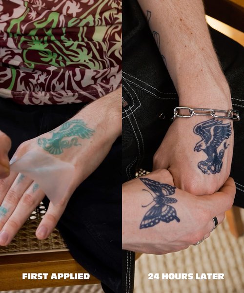 Inkbox Temporary Tattoos, Semi-Permanent Tattoo, One Premium Easy Long Lasting, Water-Resistant Temp Tattoo with For Now Ink - Lasts 1-2 Weeks, Party Boy, 2 x 2 in