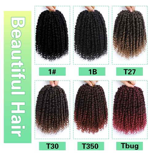 Passion Twist Crochet Hair 8Inch Passion Twist Hair 8 Packs Pre-Twisted Short Passion Twist Crochet Hair for Black Women Soft Passion Twist Curly Crochet Hair T27