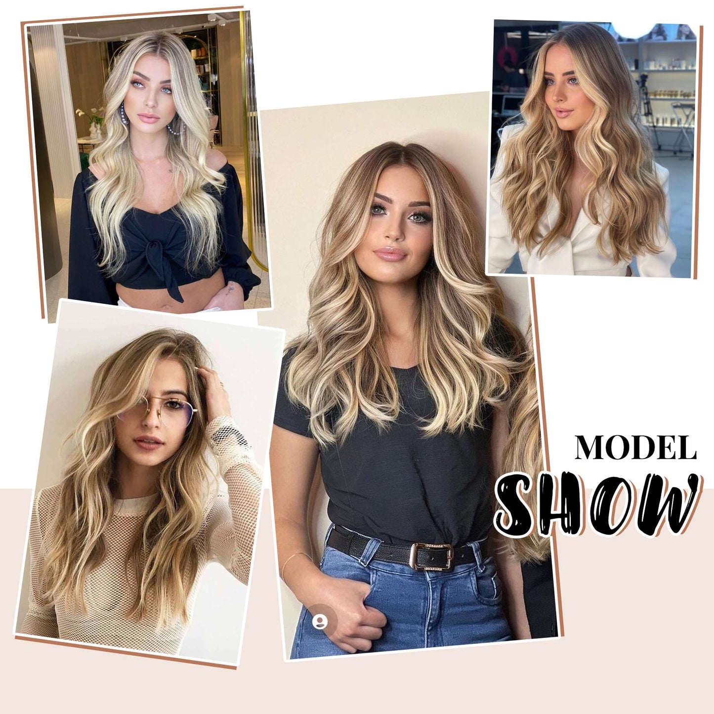 Clip in Hair Extensions Real Human Hair 14inch Ash Brown Mixed Bleach Blonde Hair Extensions Real Human Hair Clip ins 70 gram Double Weft Straight Clip in Hair Extensions