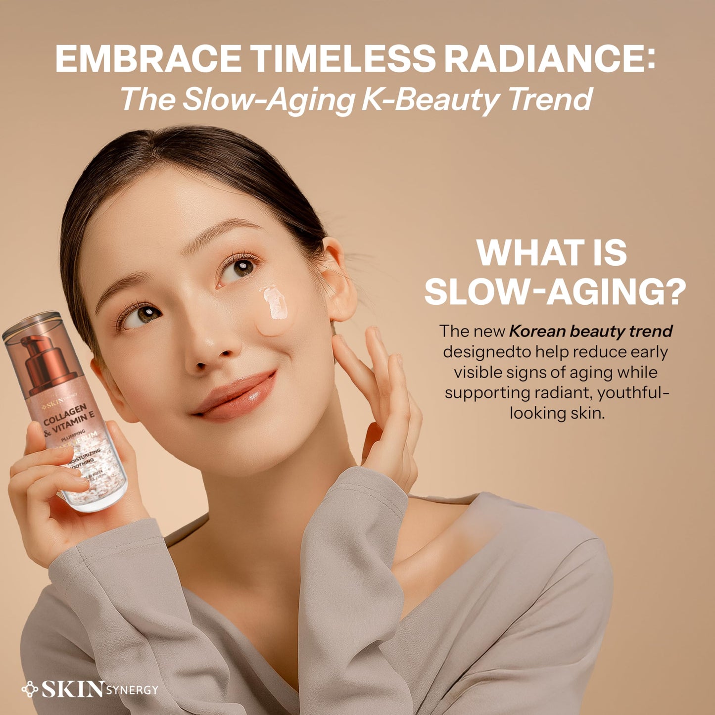 Skin Synergy Collagen & Vitamin E Face Serum – Hydrating, Firming & Nourishing Formula – Dermatologist Tested, Anti-Aging, Korean Skin Care – Clean Beauty, Cruelty Free, Vegan – 1.69 Fl Oz