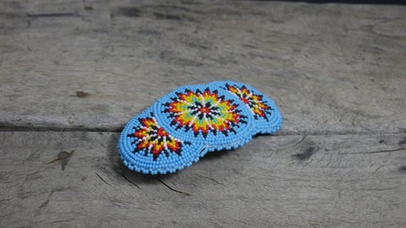 Beaded Hair Clips Native American Style Handmade Collection (Pattern 16H (Skyblue))