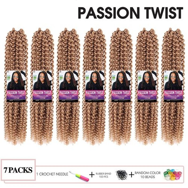 Passion Twist Hair 18Inch 6packs - Blonde Water Wave Crochet Braids, for Butterfly Locs or Bohemian Passion Twists Crochet hair Synthetic Braiding Hair Extensions(18Inch 6packs, 27#)