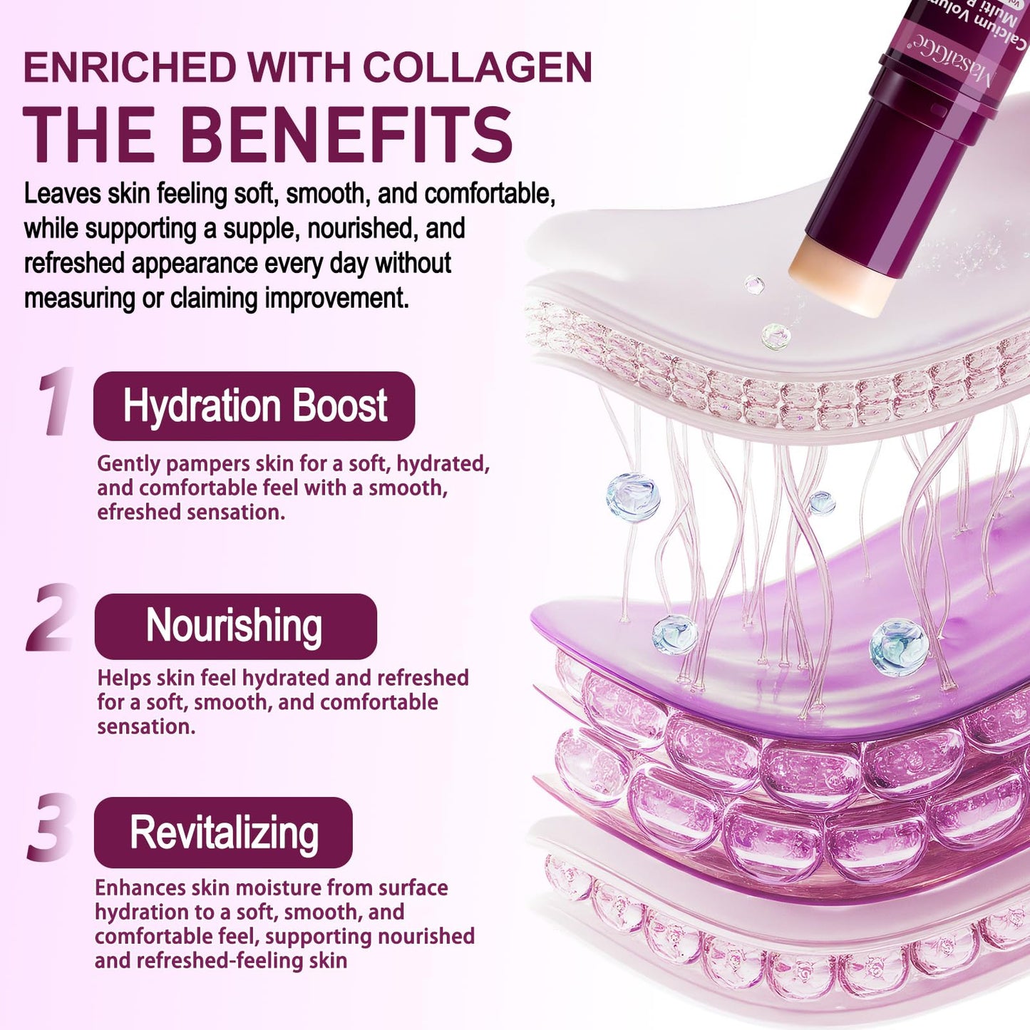 ADSBJUX 2pcs Calcium Multi Balm Stick, Calcium Volume Multi Balm Stick - Collagen Anti Wrinkle Hydrating & Firming Face Sticks for Eyes, Neck, Face, Helps Reduce Fine Lines, 0.35 ozX2