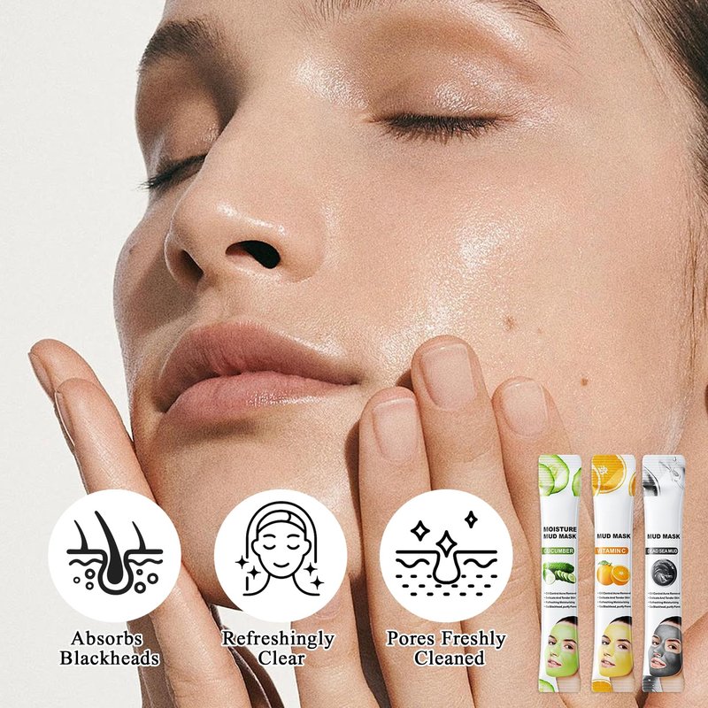 30 Pcs Clay Mask Set-Vitamin C Clay Mask,Dead Sea Mud Mask,Cucumber Clay Face Mask for Oily Skin,Blackheads & Pore Concerns,Deep Cleansing Pore Mask,Men & Women Face Peel Mask With Silicone Mask Brush