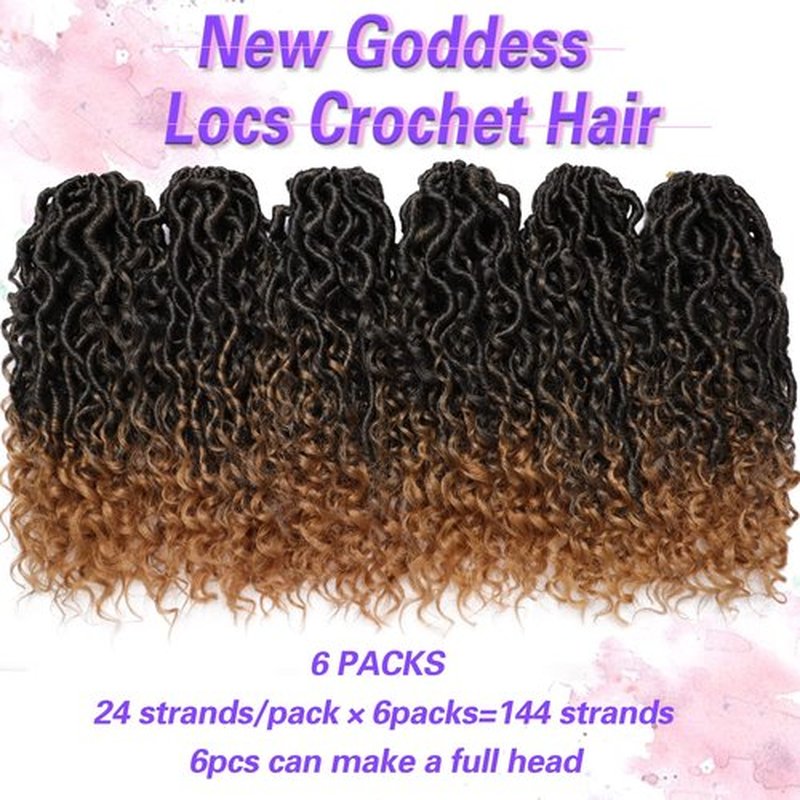 Goddess Locs Crochet Hair 12Inch 6Packs Curly Faux Locs Crochet Hair River Locs Goddess Wavy Crochet With Short Curly Hair Bohemian Hippie Locs Crochet Braids for Synthetic Hair Extension