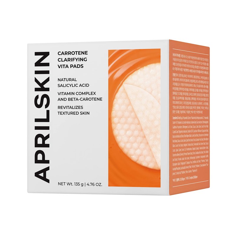 APRILSKIN Carrotene Clarifying Pads | Oily, sensitive, acne-prone skin | Vegan, Cruelty-Free, exfoliating, fights acne & pore-tightening | 60 Pads | No sulfates and Artificial Fragrance