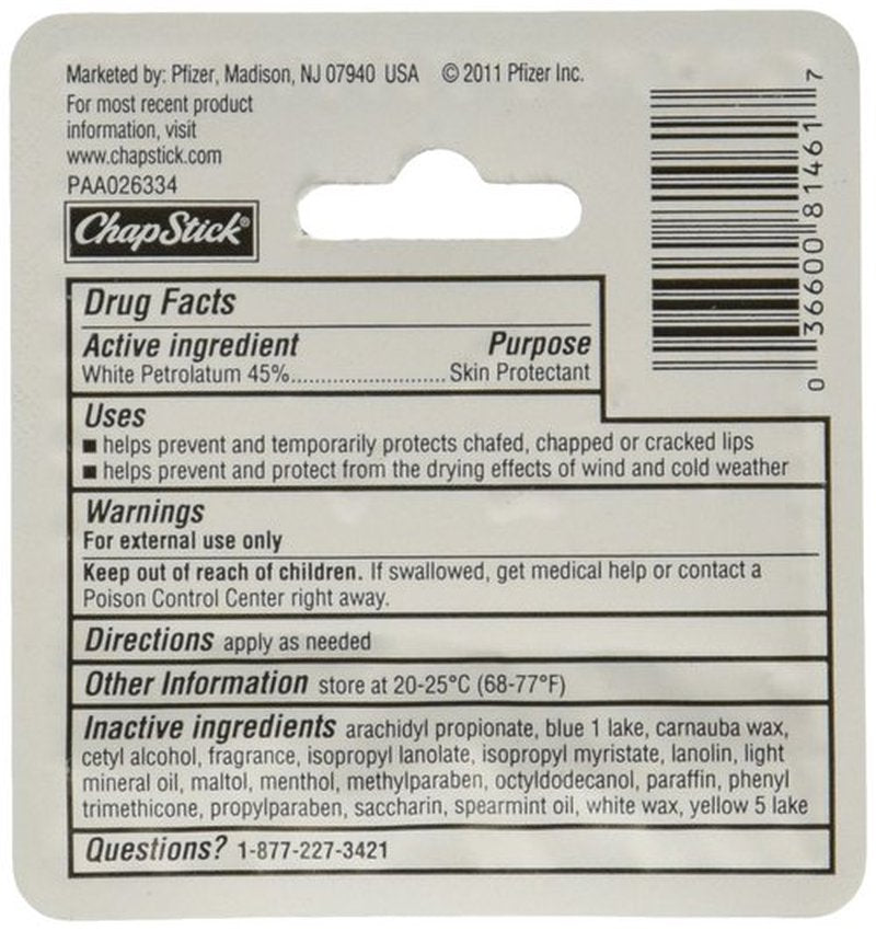 ChapStick Skin Protectant, Classic Spearmint 0.15 oz (Pack of 12)