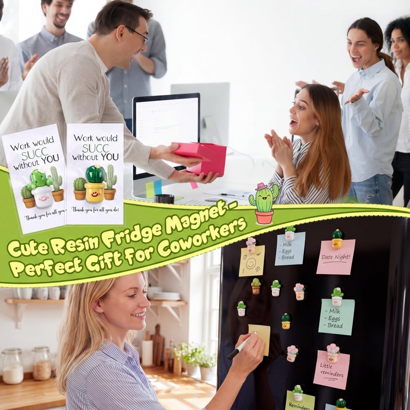 Bucherry 100 Set CNA Week Gifts Bulk for Nurse Coworker Team Staff Thank You Gifts Cute Succulent Fridge Magnet with Thank You Card for Nurse Office Teacher Employee Volunteer Graduation Gift