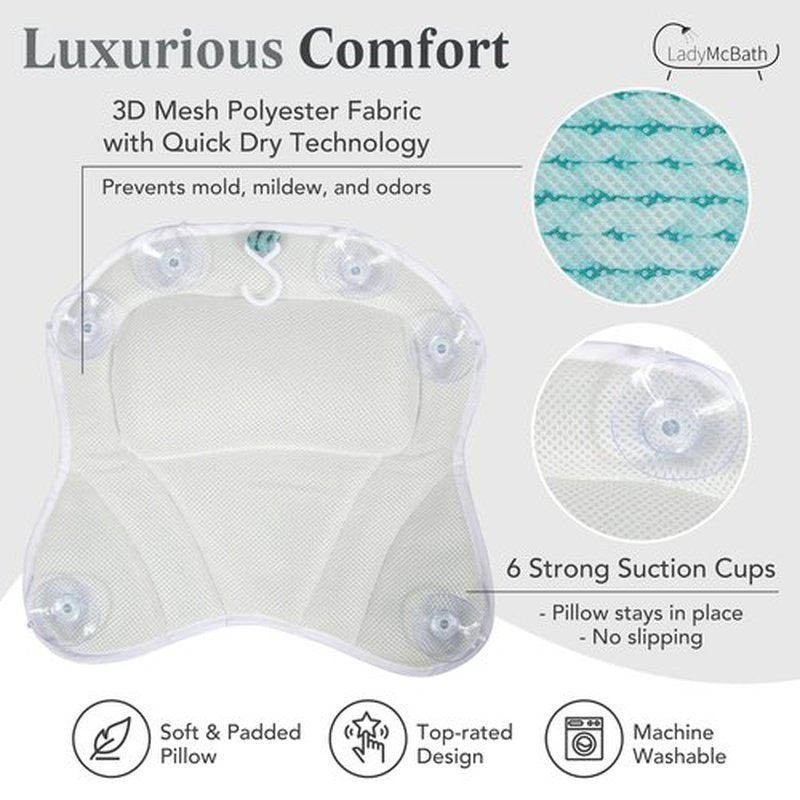 Lady McBath Spa Gift Baskets for Women - Bath Gift Set for Women, Luxury Bath Pillow and Donut Bath Bombs Gift Set, Relaxation Gifts for Women, Valentines, Birthday, for Women, Kids