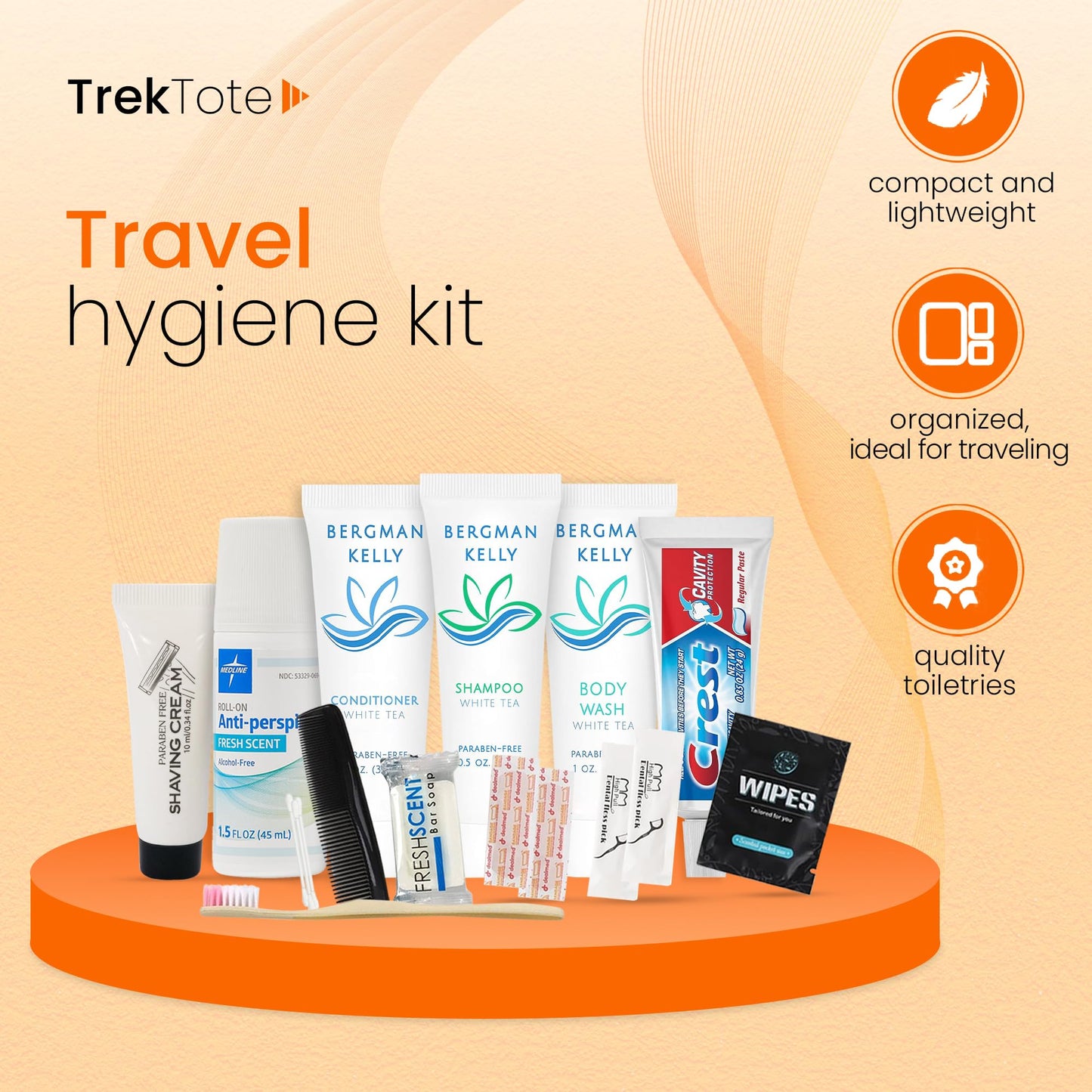 15-Piece Travel Toiletries Kit – TSA Approved Hygiene Set with Lightweight, Compact Toiletry Bag – Essential Toiletries Set for Men and Women – Portable, Reusable, and Perfectly Sized for Easy Packing