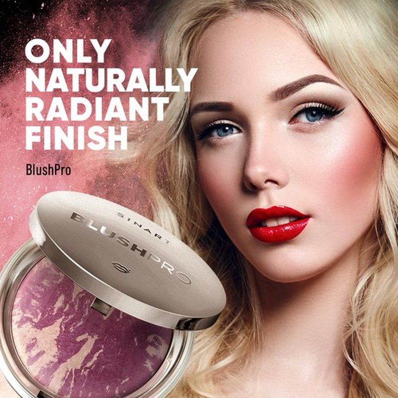 SINART Baked PRO Blush. Brighten Lighting Highly Glow Marbleized Blush. Lightweight Shimmery Satin Face Makeup. Cruelty-Free Powder Blush. Shape, Contour & Highlight Face (B3, D60)