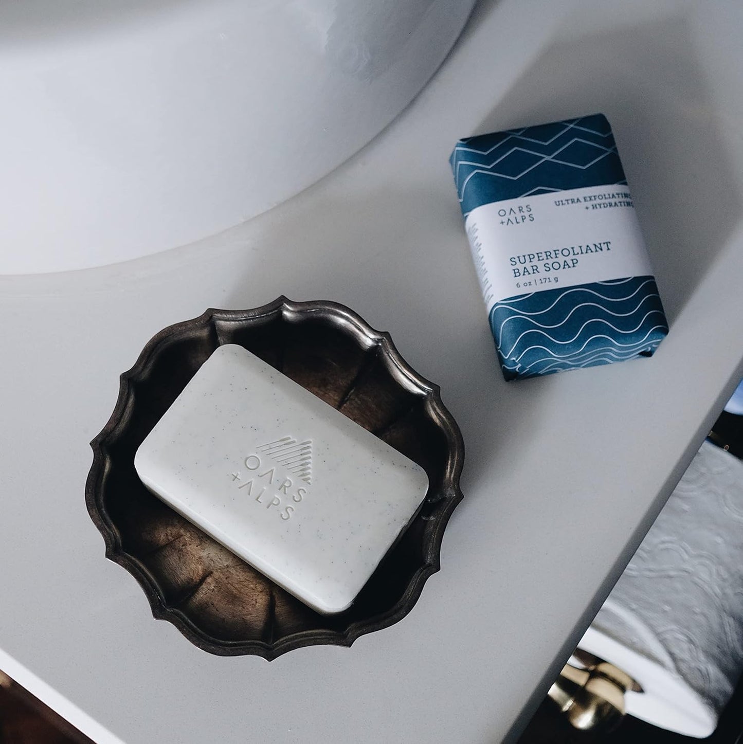 Oars + Alps Blue Charcoal Exfoliating Men's Bar Soap, Dermatologist Tested and Made with Clean Ingredients, Travel Size, 3 Pack, 6 Oz Each