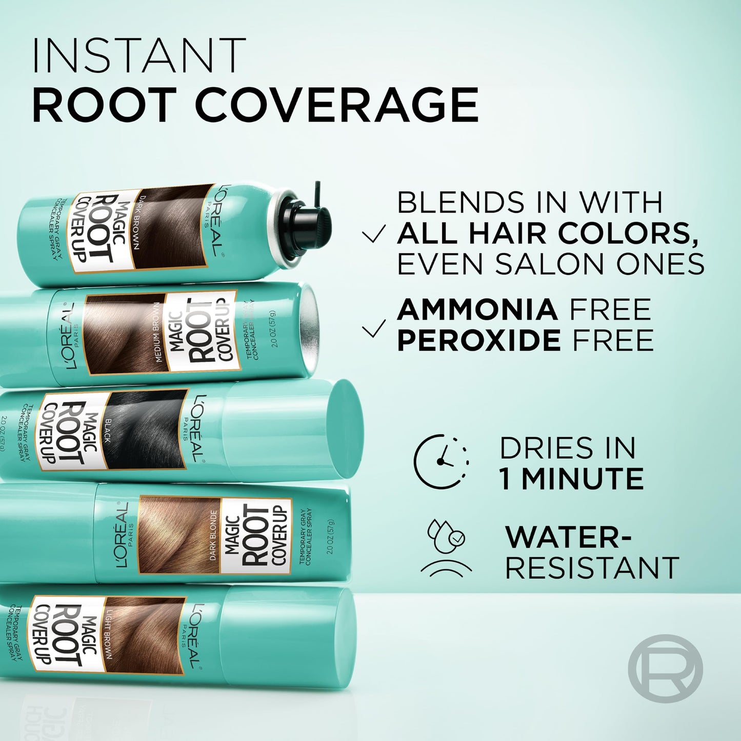L'Oreal Paris Root Cover Up Temporary Gray Concealer Spray, Hair Color Spray with Filling & Thickening Coverage, Medium Brown, Pack of 2, Packaging May Vary