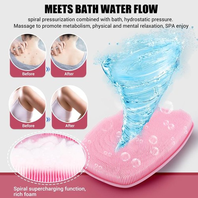 Zinc Infused - Silicone Body Scrubber,Exfoliating Body Scrubber for Sensitive Skin, Sustainable Shower Scrubber for Body, Body Scrubber for Shower and Body Care Routine - Pink