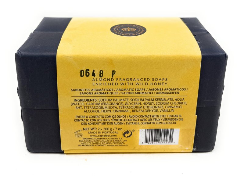 Castelbel Set of Almond & Wild Honey Fragranced Luxury Soap, (2) 7-Ounce Bars