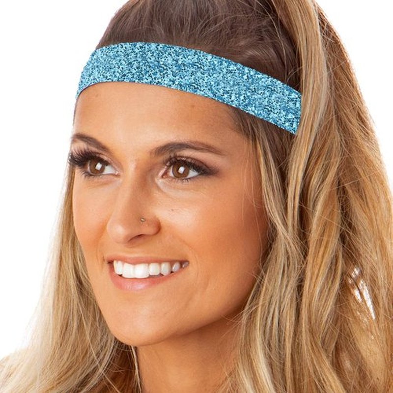 Hipsy Women's Adjustable Non Slip Cute Fashion Wide Bling Glitter Hair Headband 3-pack (Purple/Peacock/Teal)