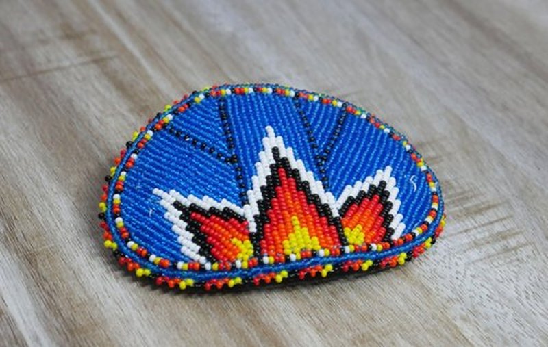 Beaded Hair Clips Native American Style Handmade Collection (Trans Blue (Geometric))