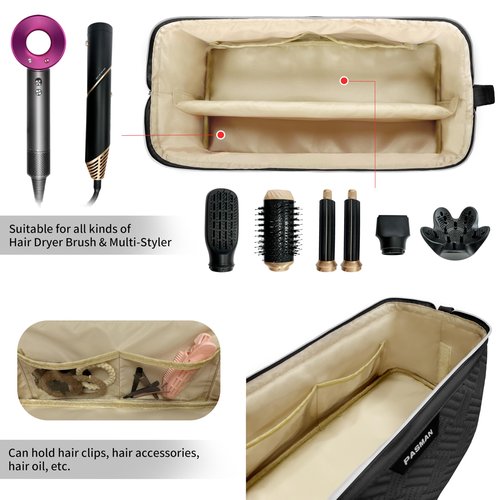 PASMAN Hair Tools Travel Bag for Shark Flex,Carrying Case Flat Curling Iron Waterproof Organizer,Compatible with FlexStyle Attachment (Black)