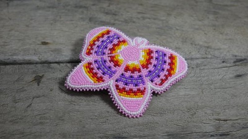 Beaded Hair Clips Native American Style Handmade Collection (Butterfly (Baby Pink))