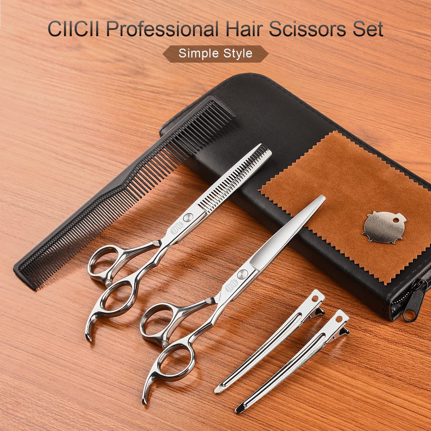 CIICII Hair Cutting Kit with Hair Clippers Set & Hair Cutting Scissors Shears Kit for Home Salon DIY Hairdressing