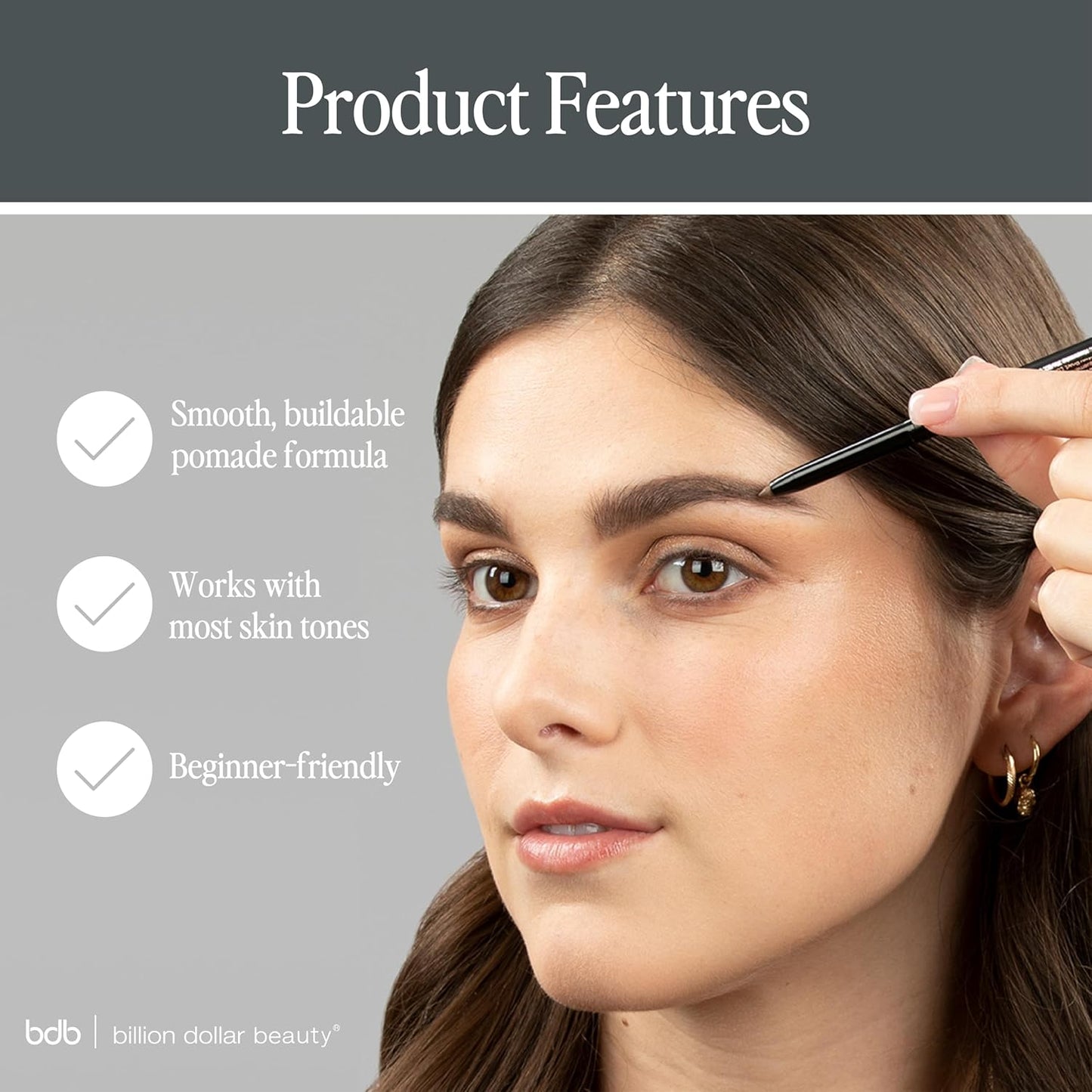 bdb Universal Eyebrow Pencil - Precision Tip & Spoolie, Waterproof, Define Shape & Fill Brows, 3-Pack
