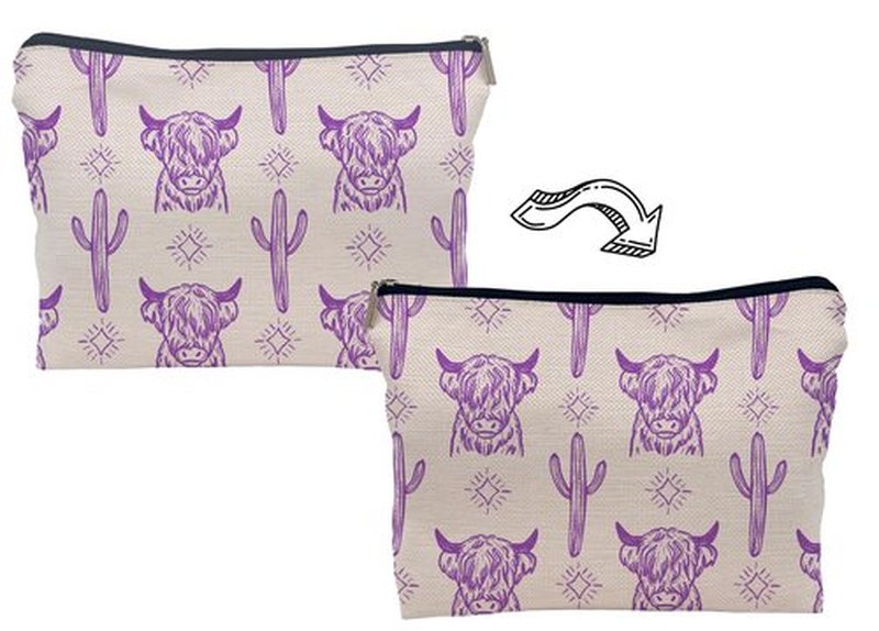 Lacosu Western Makeup Bag,Western Gifts For Women,Cow Makeup Bag,Cowgirl Stuff,Western Stuff For Women,Western Gifts,Cowgirl Gifts(COW I)