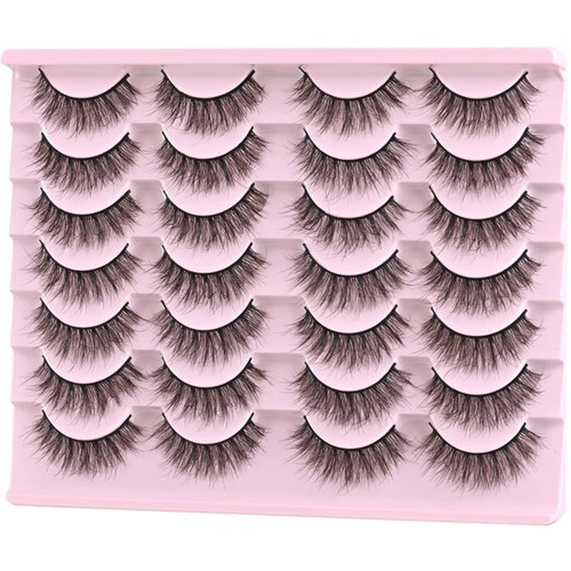 FARRED Natural Lashes Short Eyelashes Wispy False Mink Lash Pack 14 Pair Natural Look Fluffy Doll Eyelash Small Fake Strip Lashes Full Pestañas Sets for MUA and Beginners Daily Makeup (F5 | 8-15mm)