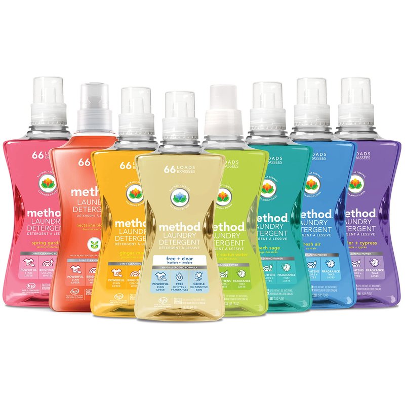 Method Liquid Laundry Detergent; Beach Sage Scent, Stain Remover; ; 66 Loads per 53.5 fl oz bottle; 4 Pack (264 Total Loads); Packaging May Vary