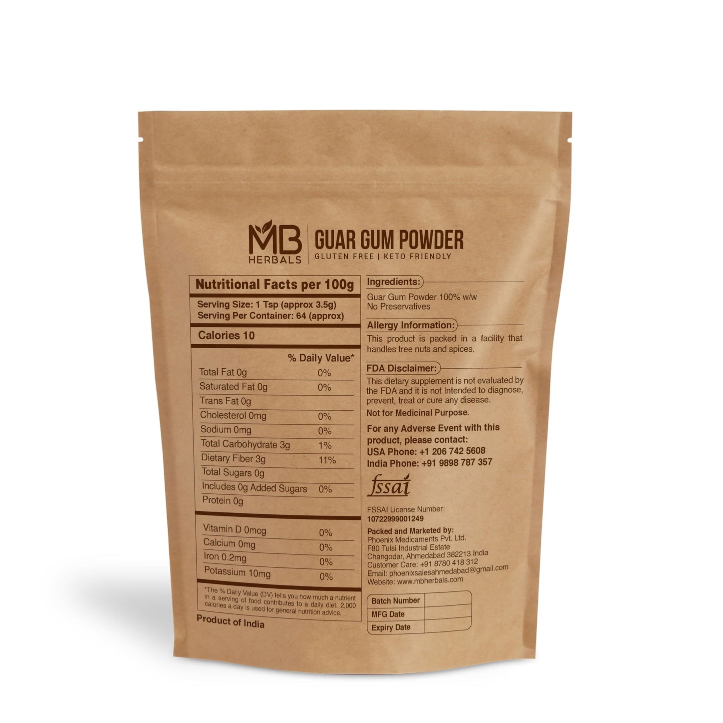 MB Herbals Guar Gum Powder 8 oz (0.5 LB / 227 Gram) | Gluten Free Thickening Agent for Soups Sauces Curries Ice-Creams