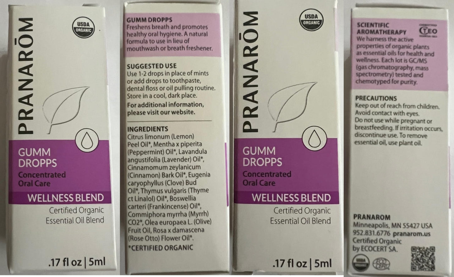 Pranarom - Gumm Dropps Essential Oil for Teeth & Gums, Natural for Oral Care, Pure & Organic Essential Oils (Peppermint, Thyme, Clove, Lemon, & Cinnamon), 5 ml