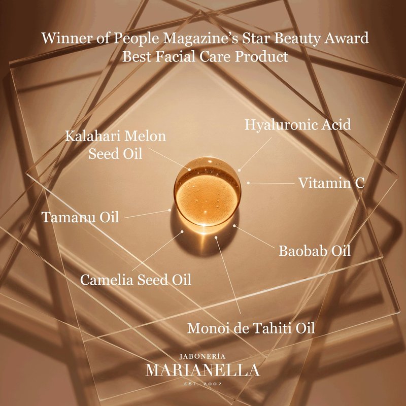 Marianella Anti-Aging Royal Kalahari Face & Eye Serum w/ Pure Hyaluronic Acid, Vitamin C, Vitamin E & Melon Oil, Hydrating & Brightening Facial Care Product for Radiant, Youthful Skin