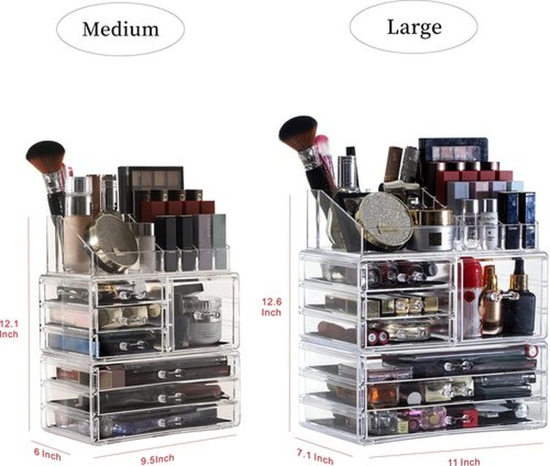 Cq acrylic Skincare Organizers Cheap - Cute7 Drawers Acrylic Craft Supply Organizer for Cosmetics,Beauty Supplies, Stationary Organizer for Desk for Vanity, Girl's Room, College Dorm, Counter Black