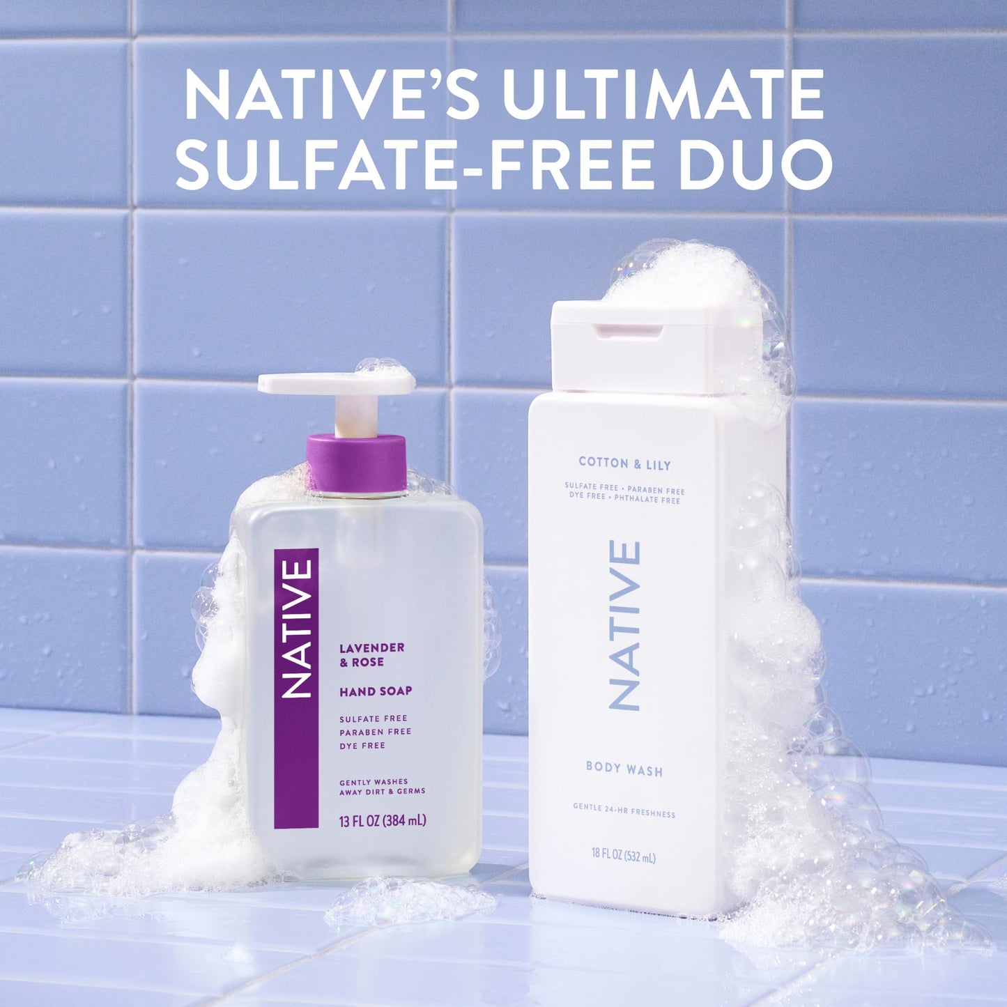 Native Cotton & Lily Scent 24-Hr Refreshing Clean Body Wash for Women & Men, for All Skin Types Incl. Sensitive, Leaves Skin Feeling Clean & Soft, Free of Phthalates, Sulfates & Parabens, 18 oz