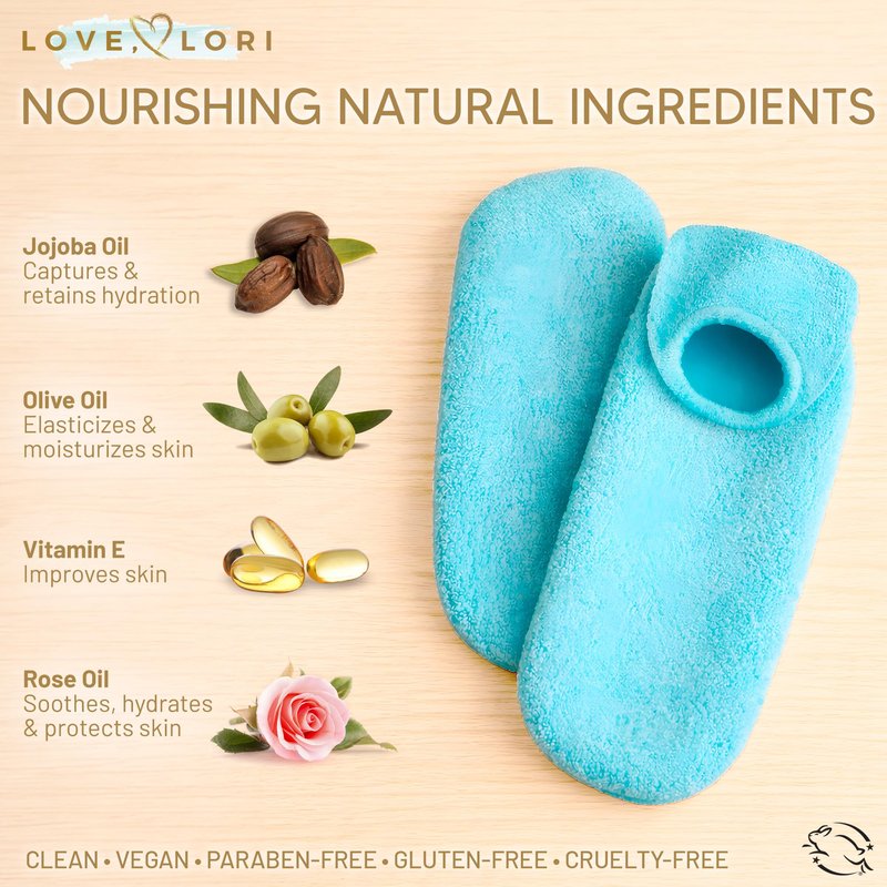 Moisturizing Socks (Up to Size 8.5) - Gifts for Women Her Wife - Infused with Vitamin E & JoJoba Oil - Gel Silicone Aloe Foot Care Socks - Spa Self Care Gift