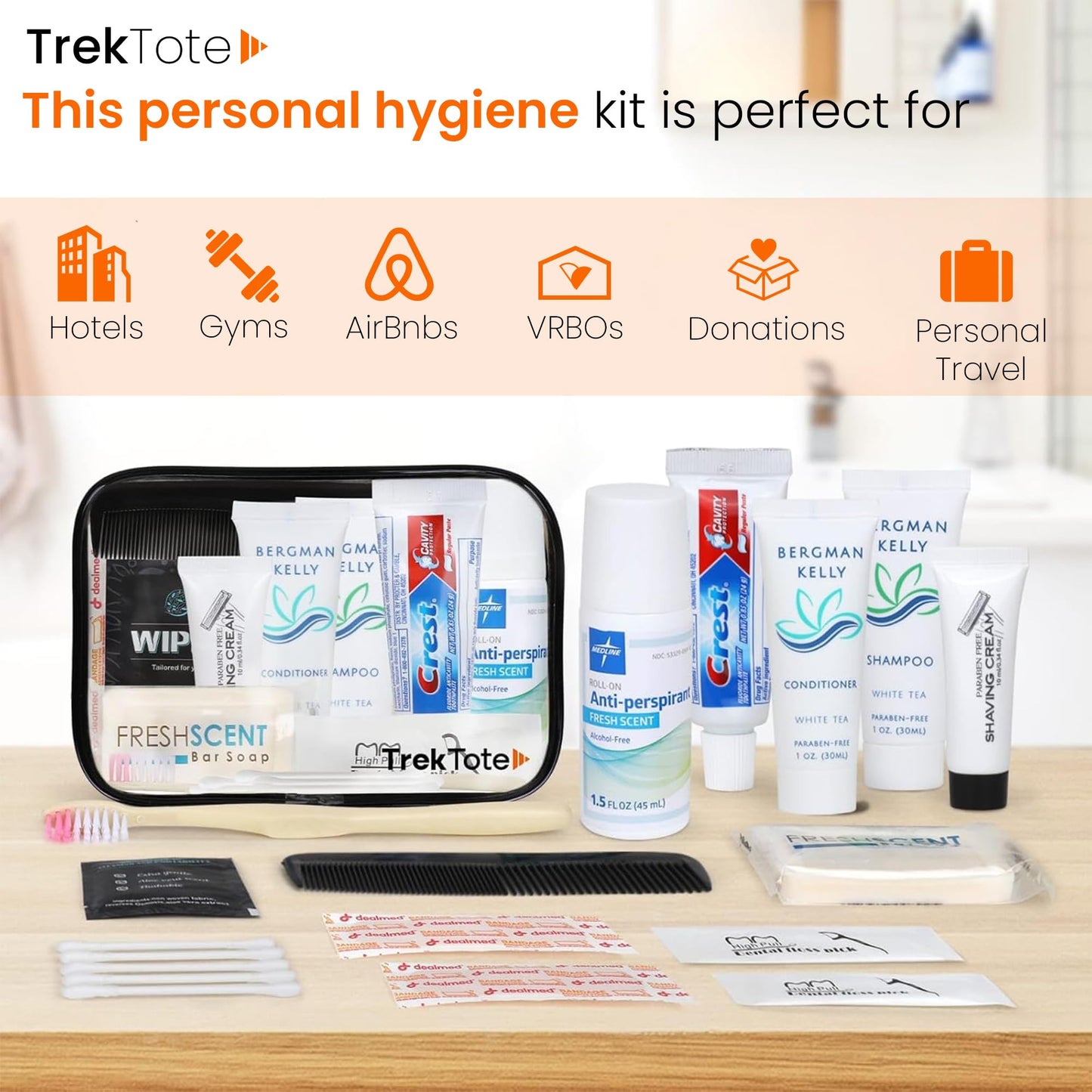 15-Piece Travel Toiletries Kit – TSA Approved Hygiene Set with Lightweight, Compact Toiletry Bag – Essential Toiletries Set for Men and Women – Portable, Reusable, and Perfectly Sized for Easy Packing