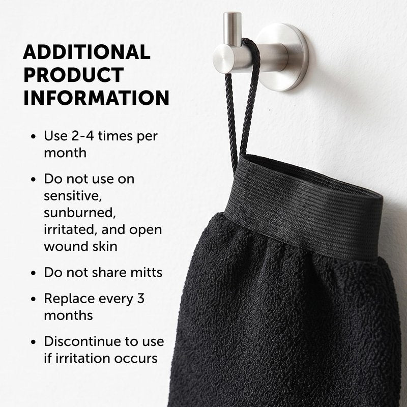 Valitic Exfoliating Glove Body Scrubber - Exfoliating Mitt Dead Skin Remover, Shower Face and Body Exfoliator - Korean Style Skin Scrubber Washcloth - Spray and Self Tan Remover, Pair Black