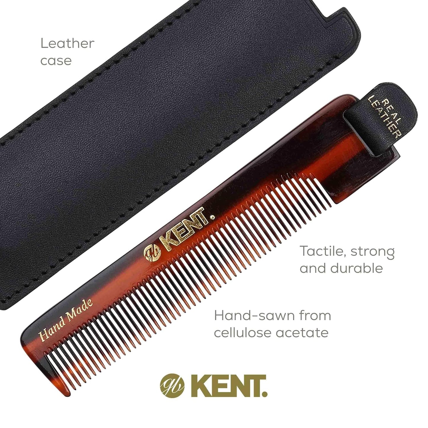 Kent NU22 Handmade Pocket Comb for Men | Fine Tooth Hair & Beard Grooming Tool