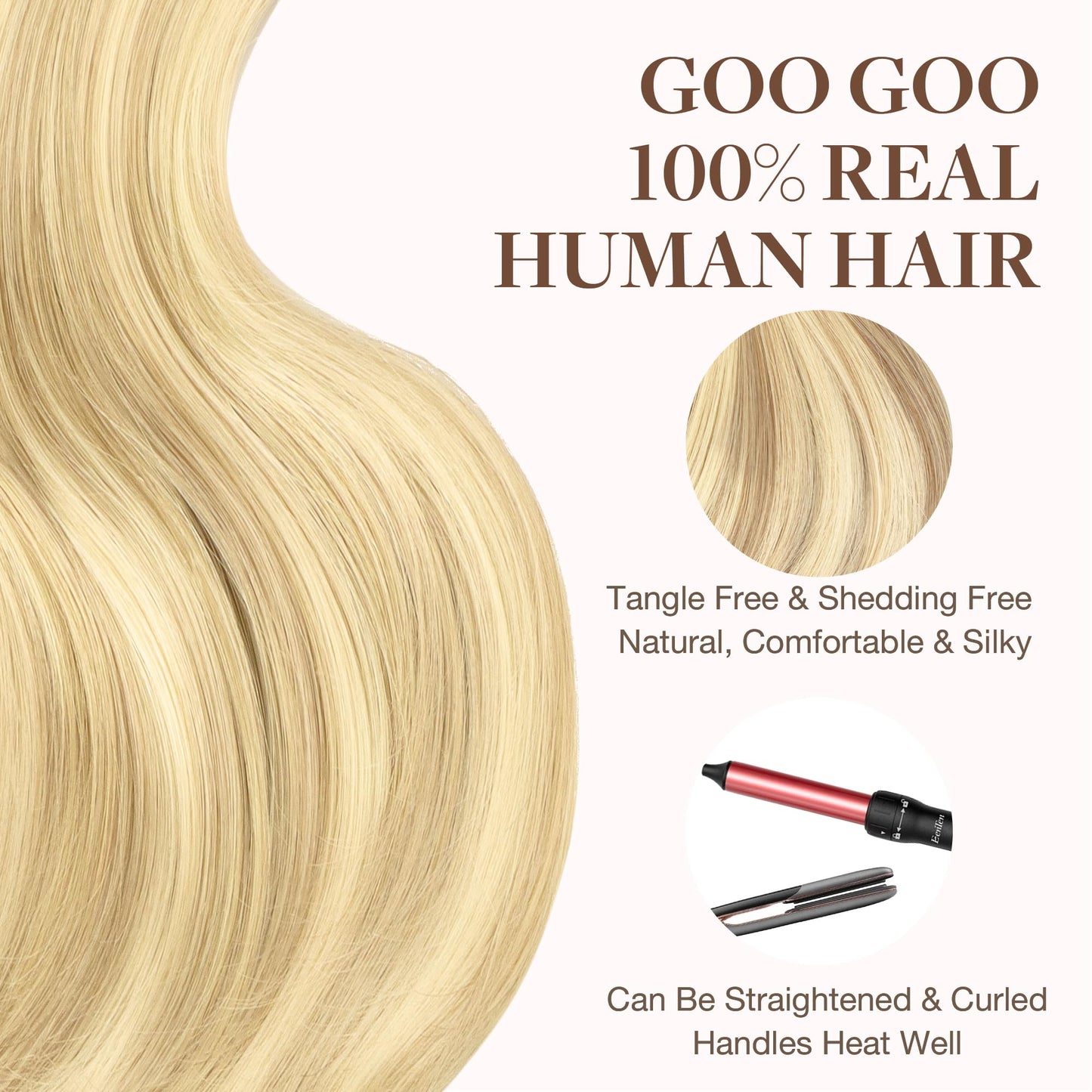 GOO GOO Tape in Hair Extensions Human Hair, 18D/22F Dirty Blonde Highlights, 10inch 50g 20pcs, Thick Ends Straight Seamless Tape in, Invisible Tape in Hair Extensions Human Hair