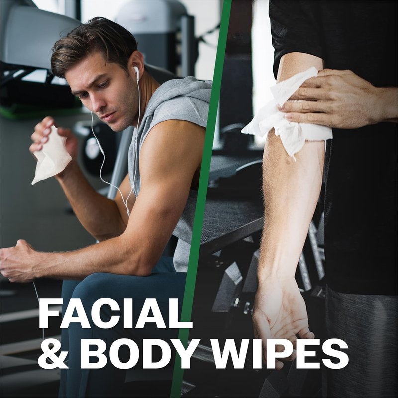 TADA Men - 160 Wipes (2PK) Facial & Body Wipe for Men and Adults, No Rinse, Bulk for Gym, Running, Outdoor Use (Green Tea & Centella, 160 Wipes (2PK))