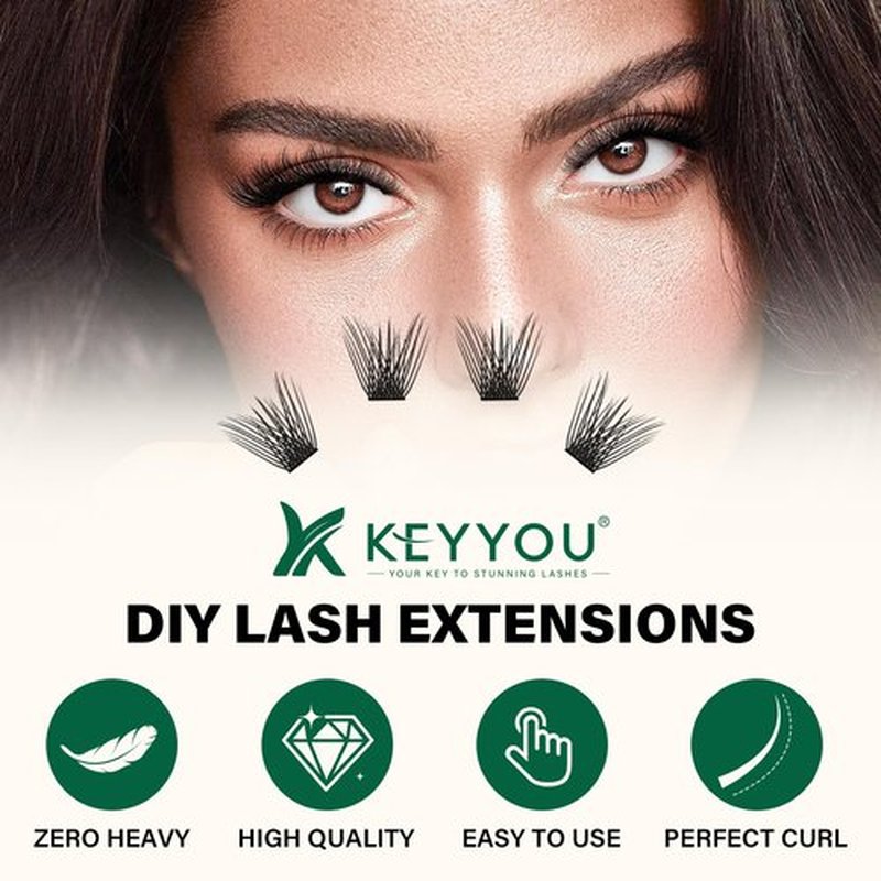 Lash Clusters 144pcs Individual Lashes D Curl 8-18MIX Eyelash Clusters KEYYOU Air Touch Cluster Lashes Super Lightweight Soft Wispy Comfortable Easy DIY at Home(Air04-D-8-18MIX)