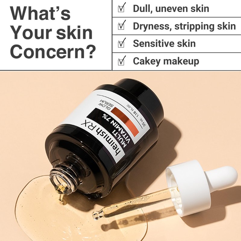 HEIMISH RX Multi Vitamin Glow Serum - Vitamin C Serum for face, Dark Spot & Hyperpigmentation Reduction, Anti Aging, Skin Brightening with Vitamin C 7%, Niacinamide 5% - 35 ml (1.18 fl. oz)