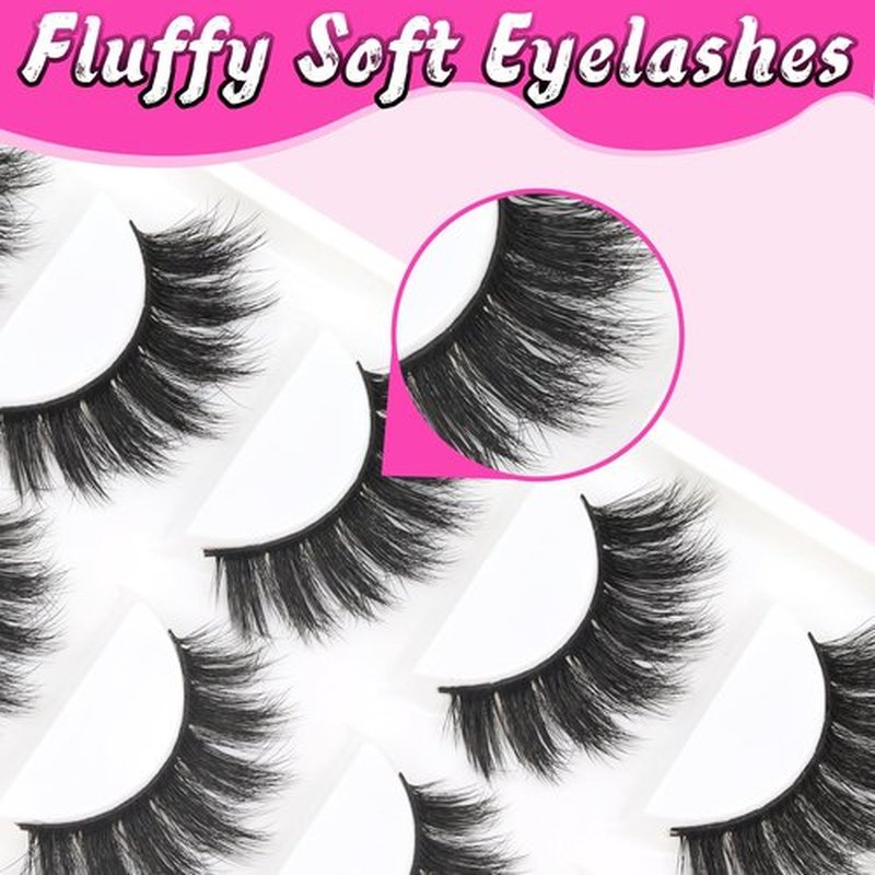 Veleasha Lashes 5D Faux Mink Lashes Cat Eye Lashes 100% Handmade Luxurious Volume Fake Eyelashes Lightweight Fluffy False Eyelashes 5 Pairs Pack (801)
