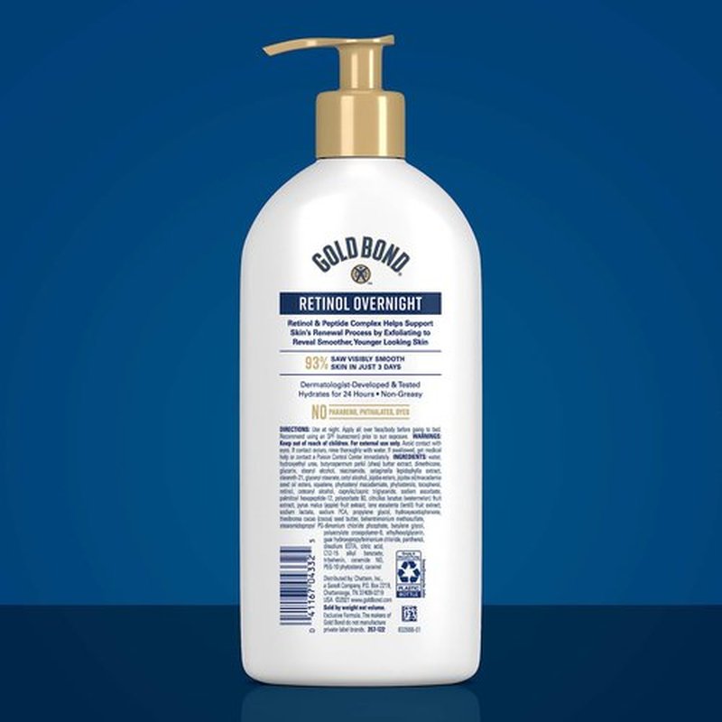 Gold Bond Age Renew Retinol Overnight Body & Face Lotion, With Retinol & Peptide Complex, 13 oz. & Healing Hand Cream, 3 oz., With Aloe, Moisture That Lasts Through Handwashing