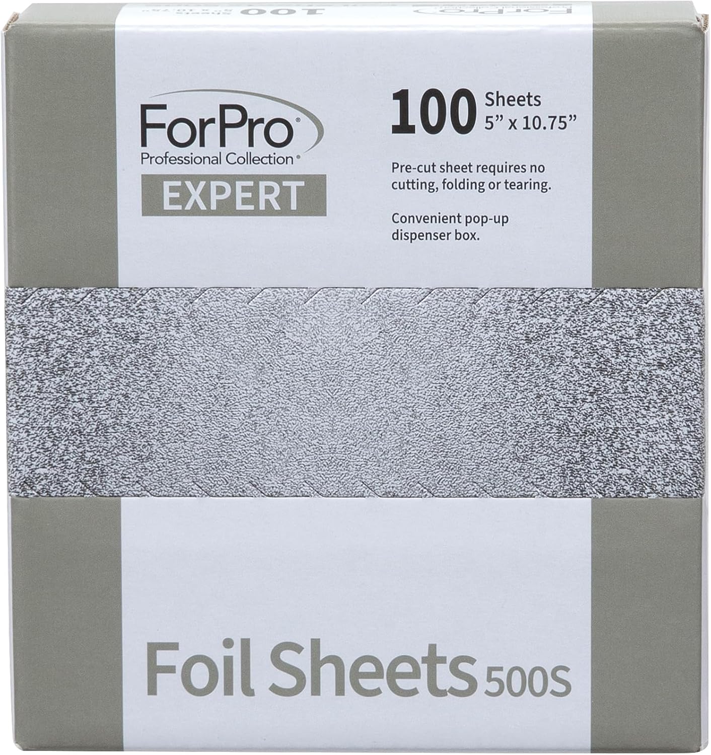 ForPro Expert Embossed Aluminum Foil Sheets 500S, Pop-Up Foil Dispenser, Hair & Food Safe, 5' W x 10.75' L, Pack of 2 (500-Count)