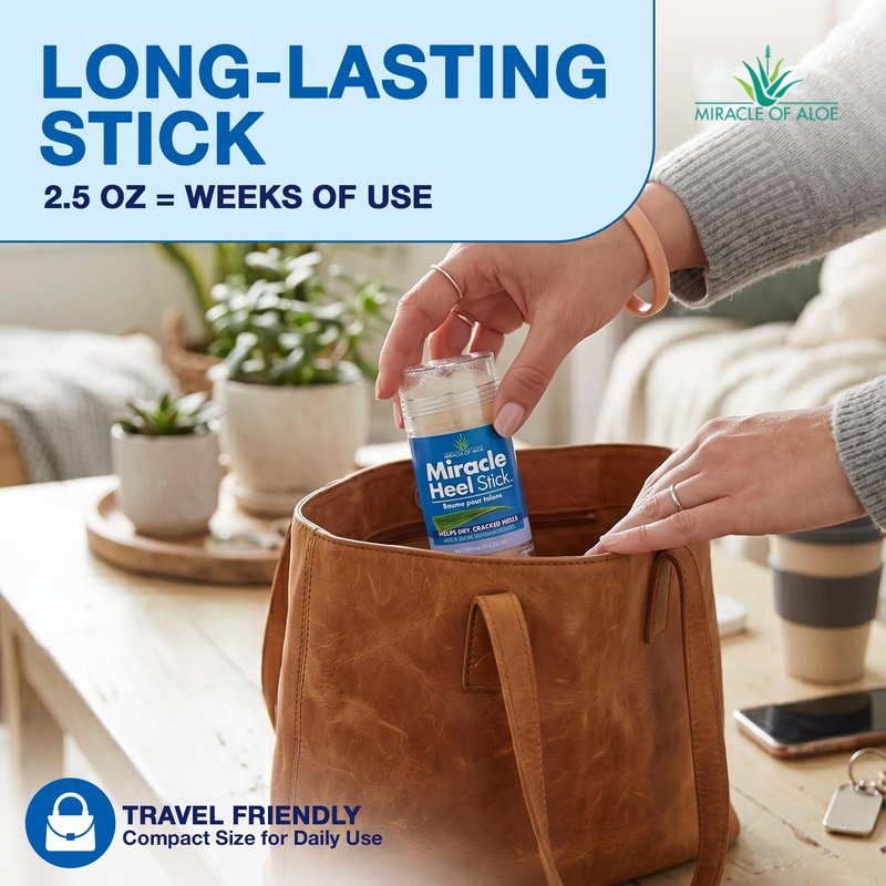 Heel Balm for Dry Cracked Feet - Miracle Heel Stick for Cracked Heel Repair - Heel Balm Stick for Cracked Heel Treatment - Formulated with Pure Aloe Vera, Tea Tree Oil, Shea & Cocoa Butters | 2.5 oz