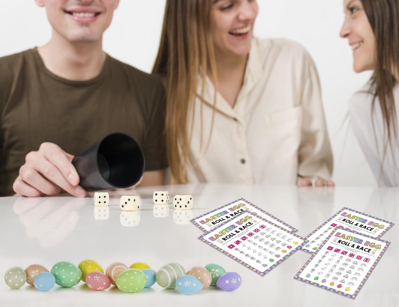 Xeqej 25 Easter Egg Roll Dice Game Cards, Easter Family Games, Easter Egg Games, Roll A Dice Activity, Easter Party Supplies, Easter Party Favors, Family Activities, Fun Group Game for Family-1