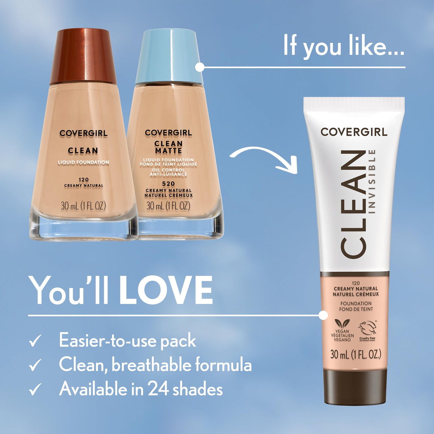 COVERGIRL Clean Normal Skin Foundation,1 Fl Oz (packaging may vary)